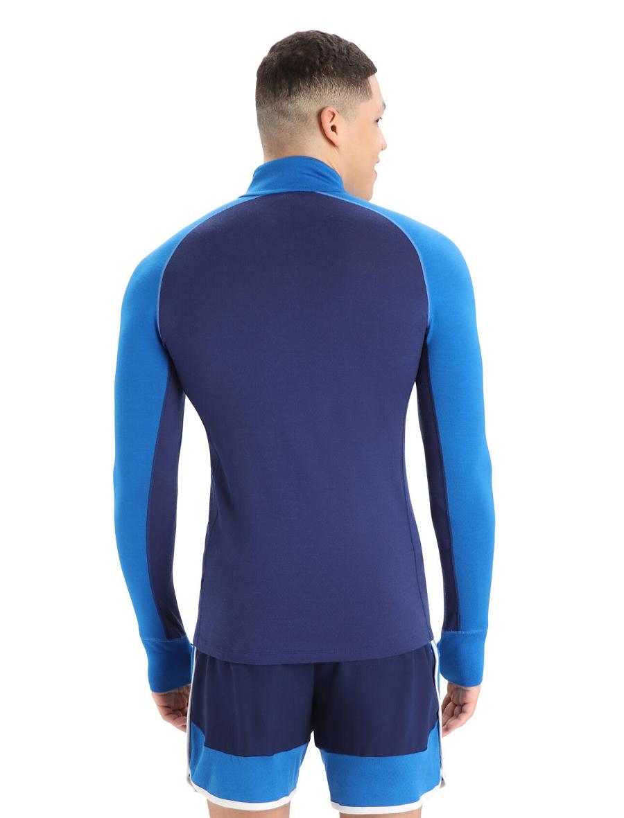 Base Layers Icebreaker 260 ZoneKnit™ Merino Long Sleeve Half Zip Homme Bleu Royal Bleu Marine | FR 1324KORI